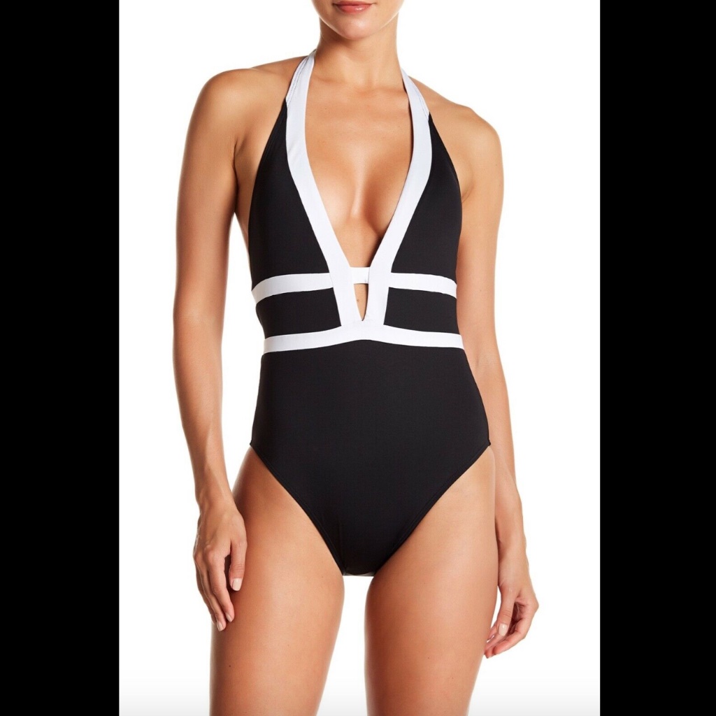 New La Blanca Swimwear Modern One-Piece Swimsuit Sz 10
